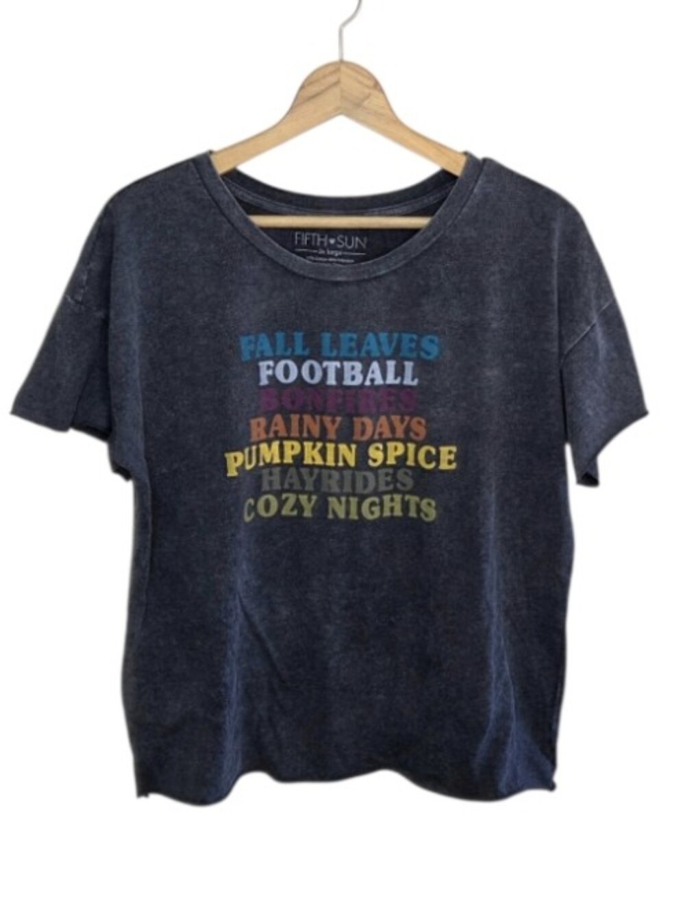 Fifth Sun Washed Faded Black Short Sleeve Fall Graphic Tee Size 2XL
